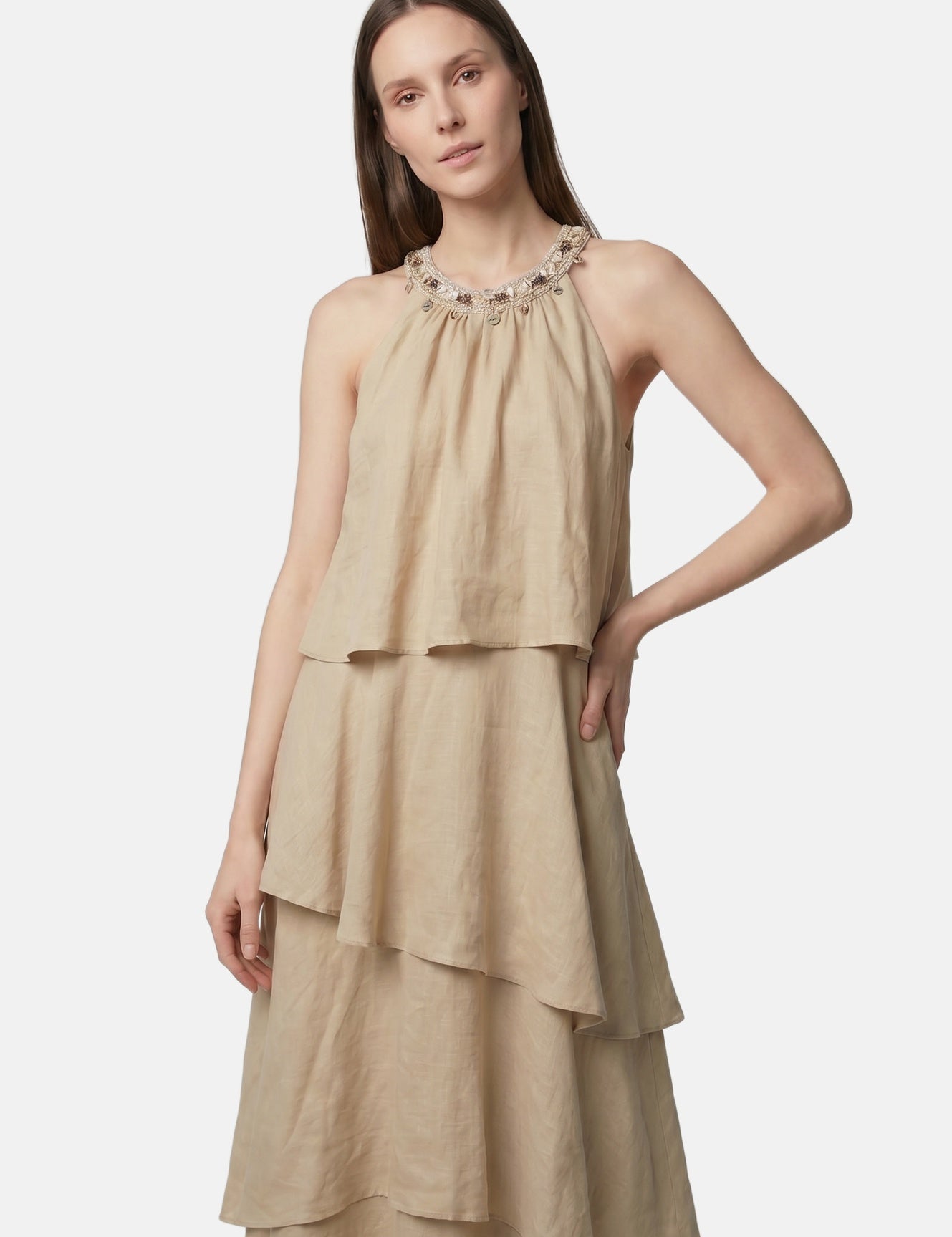 Vestito in Poliestere Taupe