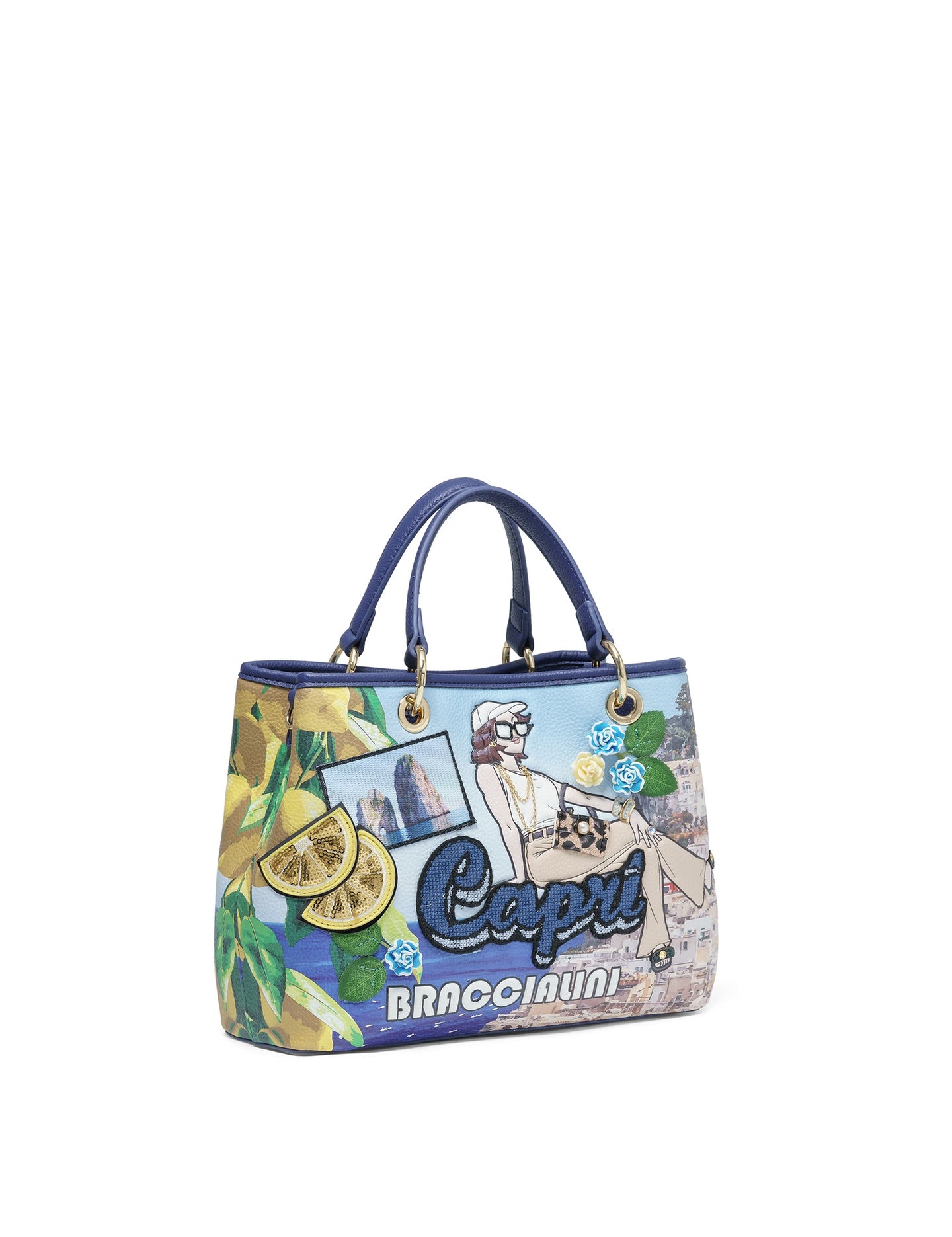 Borsa a Mano in Poliestere Multicolore