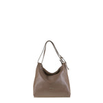 Borsa a Spalla in Vera Pelle Taupe Pierre Cardin
