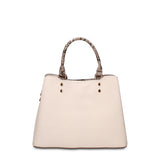Bolso de mano de piel vegana beige
