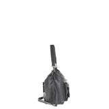 Bolso de hombro de piel auténtica gris