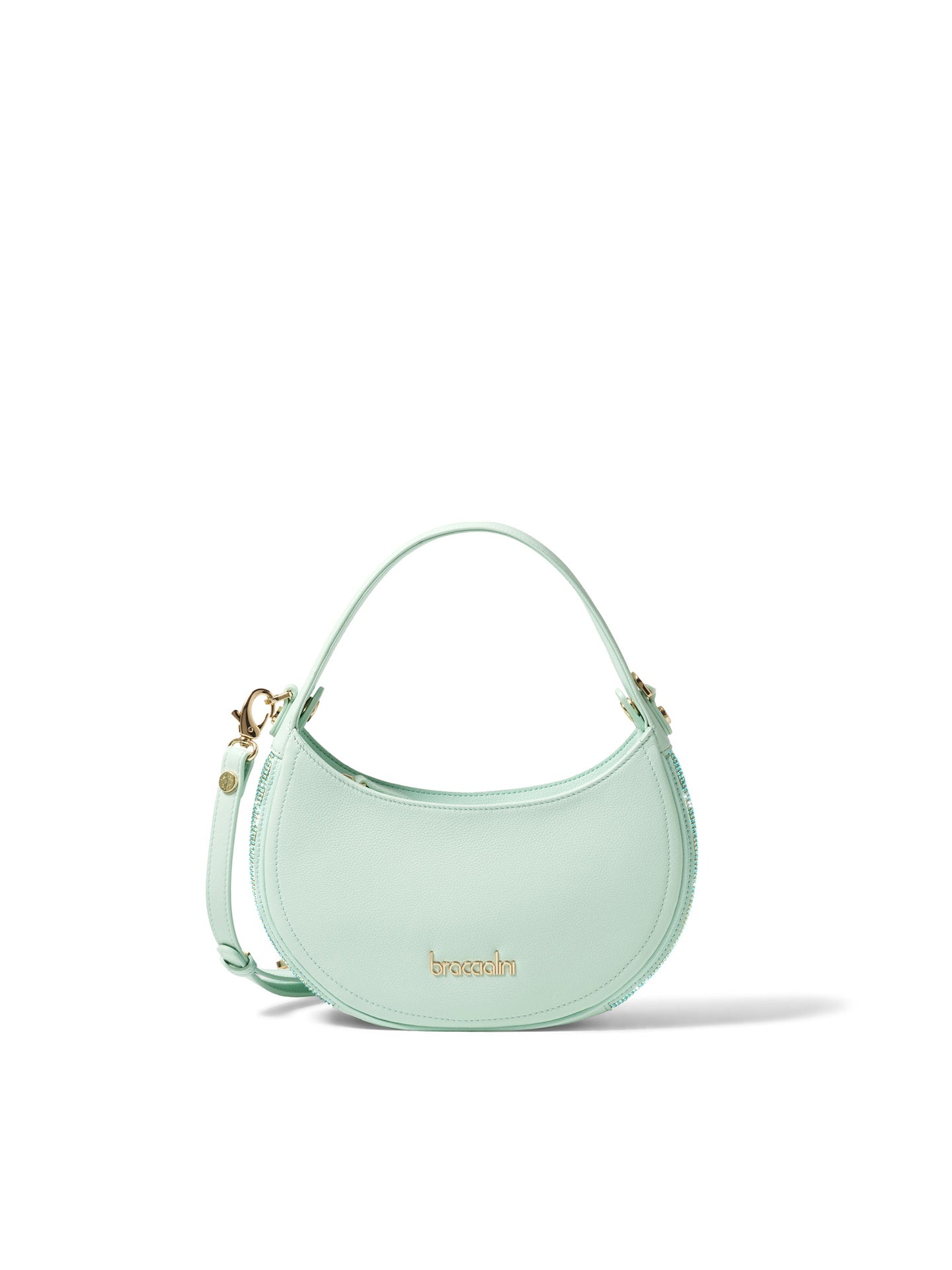 Borsa a Spalla in Vera Pelle Celeste Braccialini