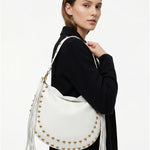 Borsa a Spalla in Dollaro Leather Bianco