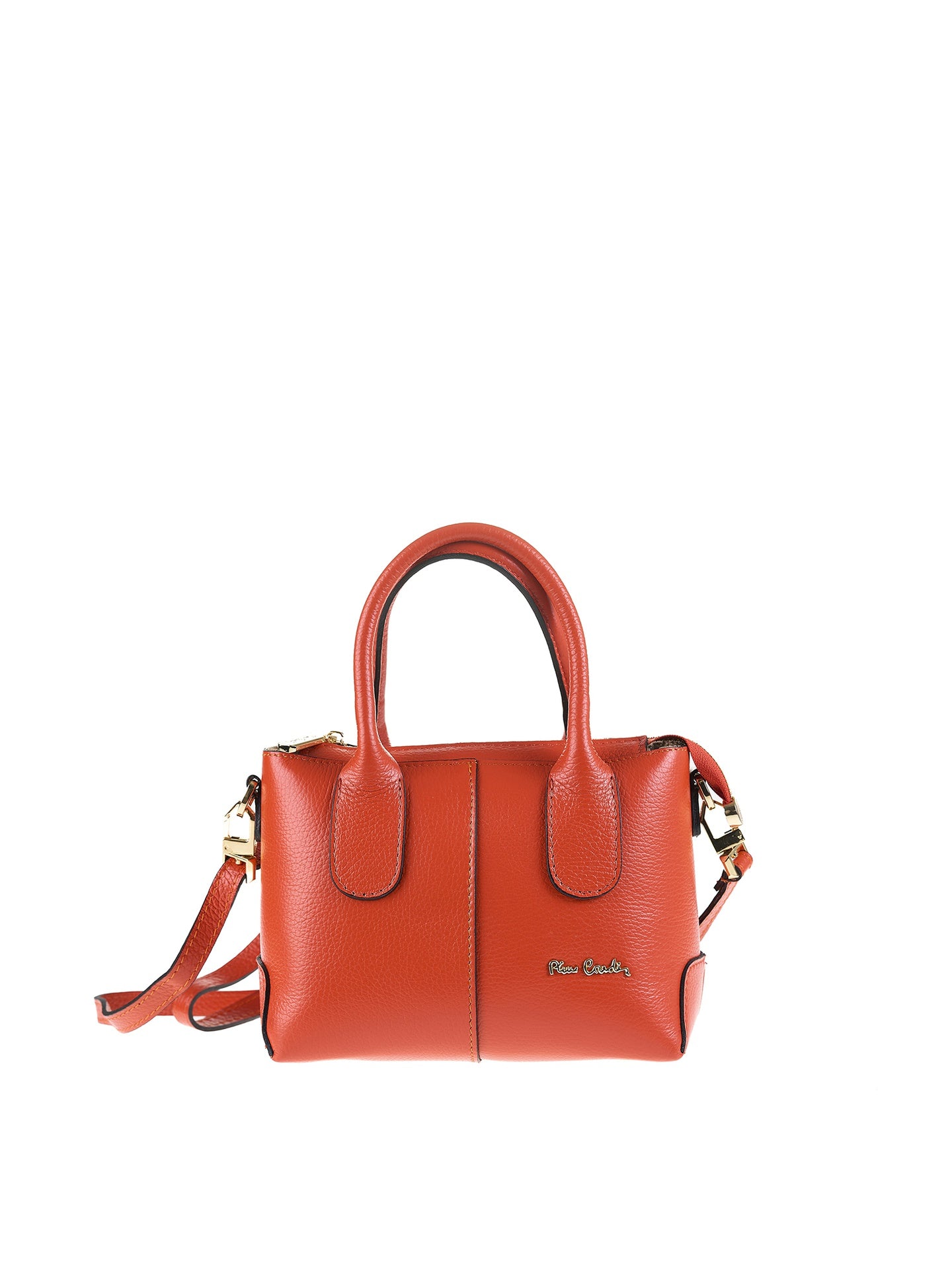 Borsa a Mano in Vera Pelle Arancione Pierre Cardin