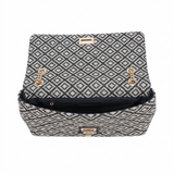 Bolso de hombro de poliéster blanco y negro