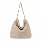Bolso de hombro de poliéster beige