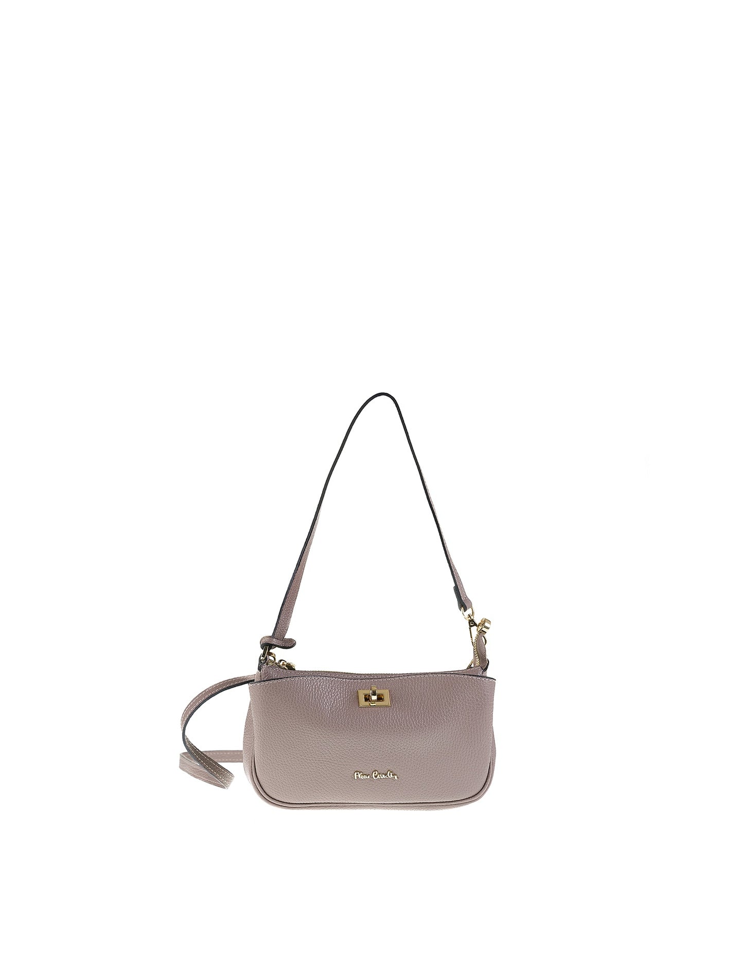 Borsa a Spalla in Vera Pelle Taupe Pierre Cardin