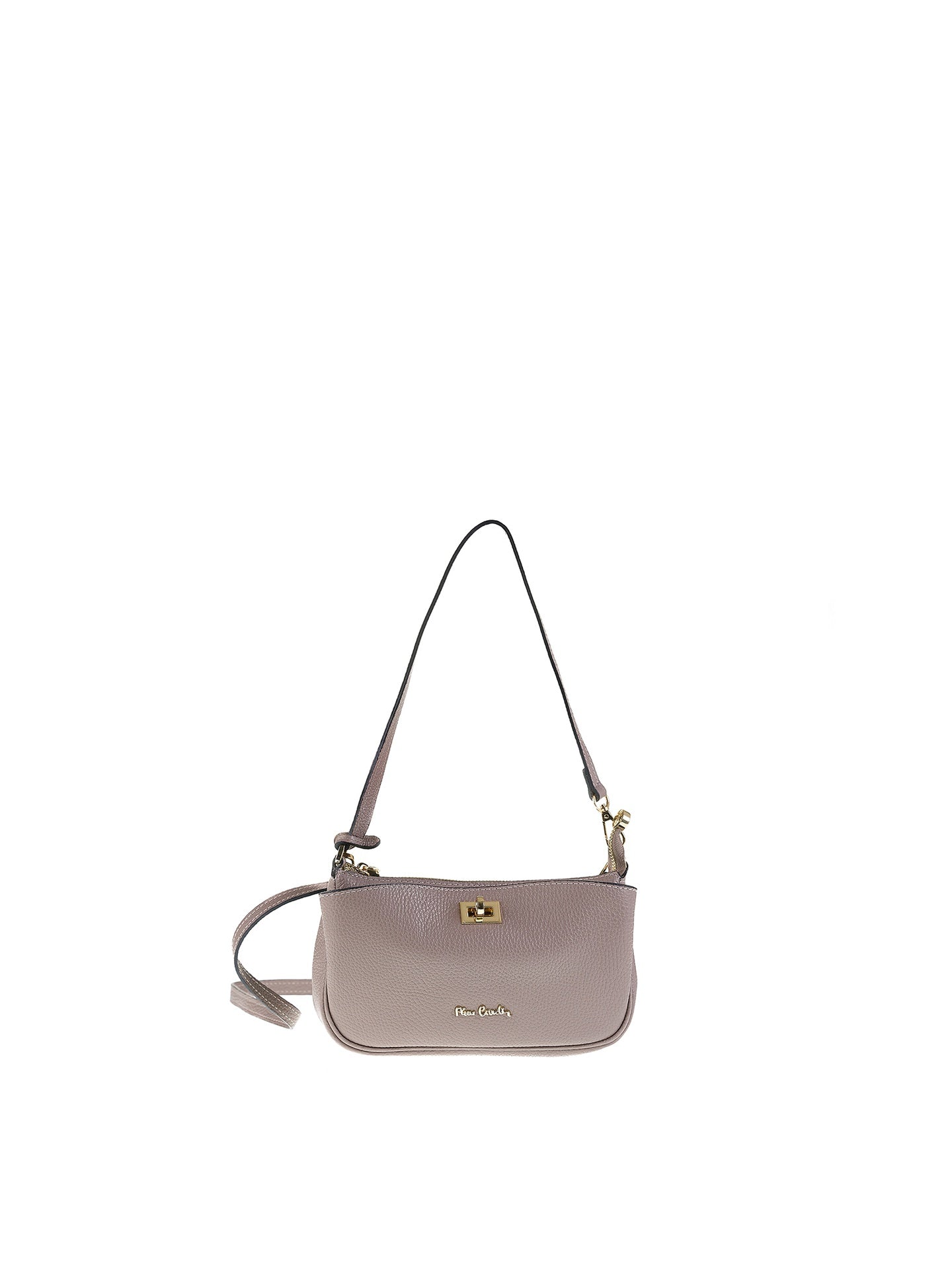 Borsa a Spalla in Vera Pelle Taupe Pierre Cardin