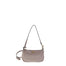 Borsa a Spalla in Vera Pelle Taupe Pierre Cardin