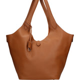 Borsa a Mano in Vera Pelle Cuoio Scuro Chiara Ferretti