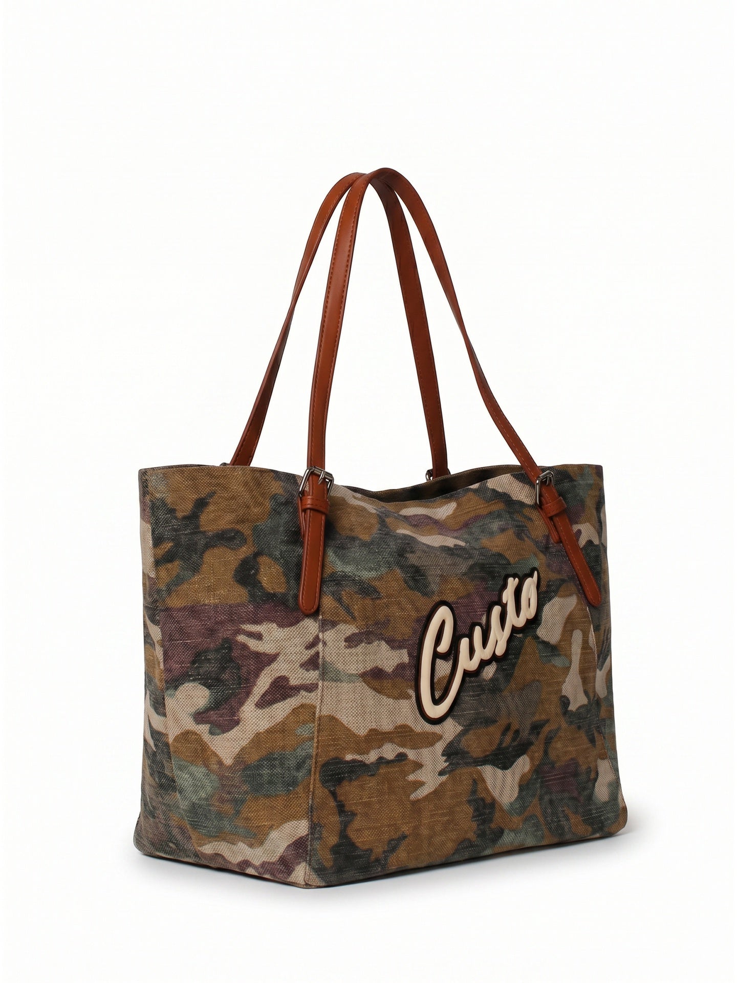 Borsa a Mano in Pelle Vegana Verde Militare