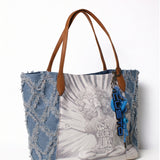 Borsa a Mano in Pelle Vegana Blu