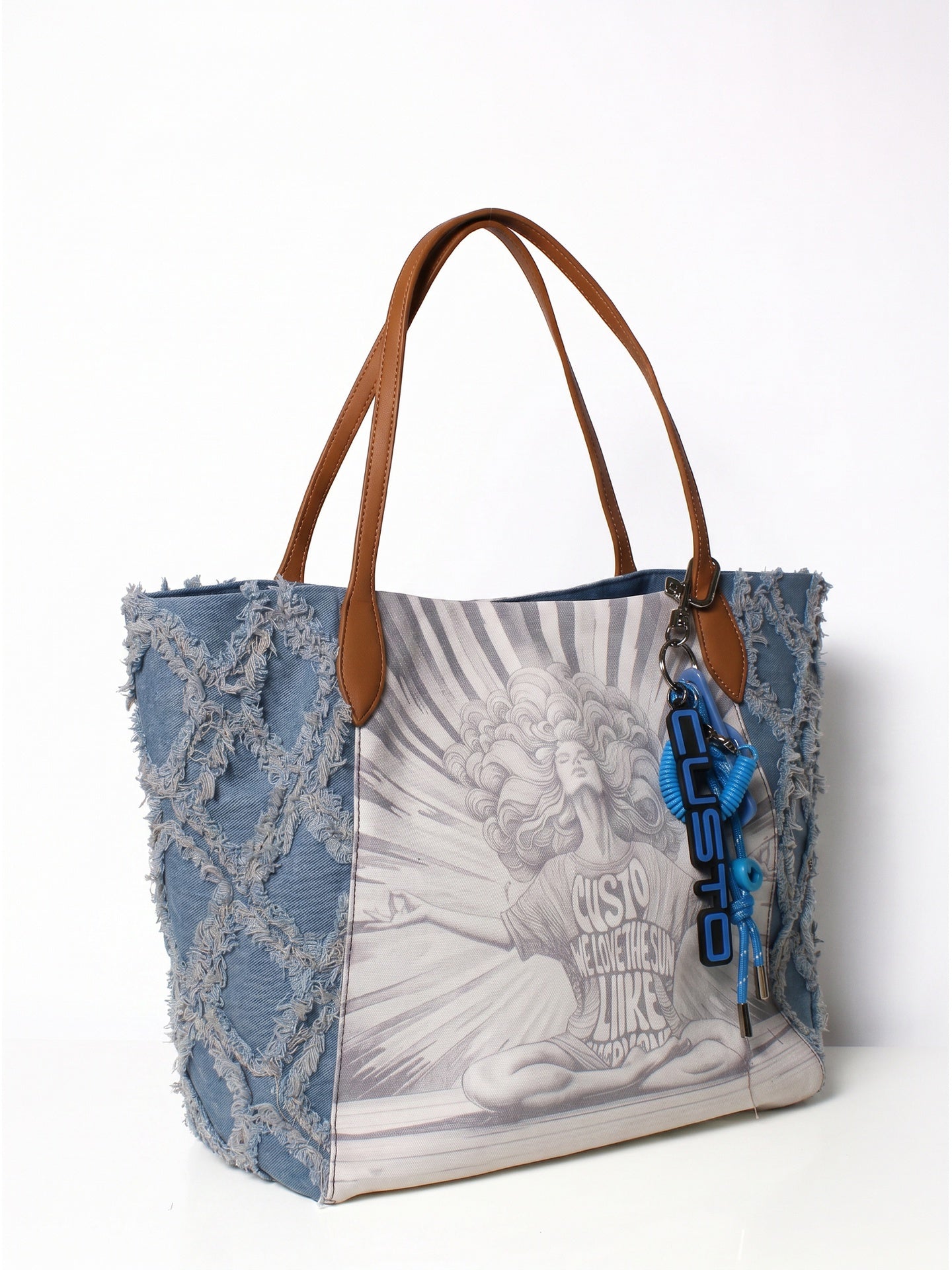 Borsa a Mano in Pelle Vegana Blu
