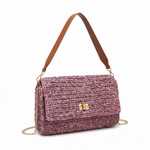 Borsa a Tracolla in Woven Straw Viola