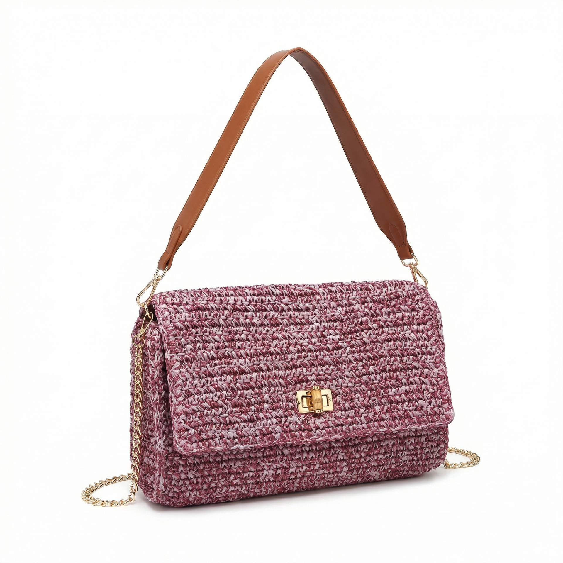 Borsa a Tracolla in Woven Straw Viola
