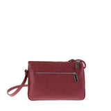 Bolso de hombro de piel auténtica color burdeos