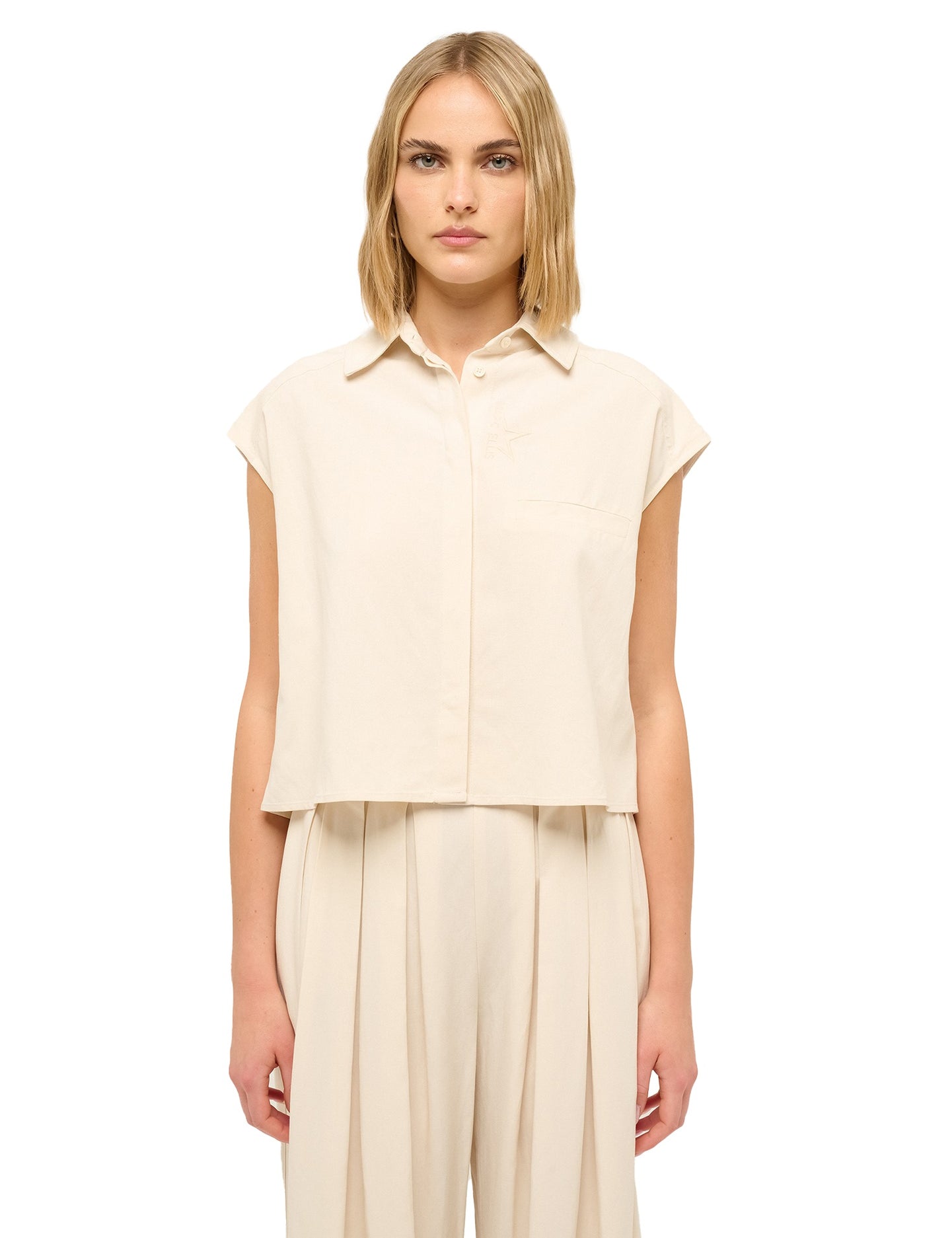 Camicia Donna Linaria Made in Italy in 80% Viscosa 20% Lino Beige Marc Ellis
