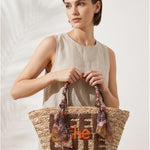 Borsa Shopper in Rattan Marrone
