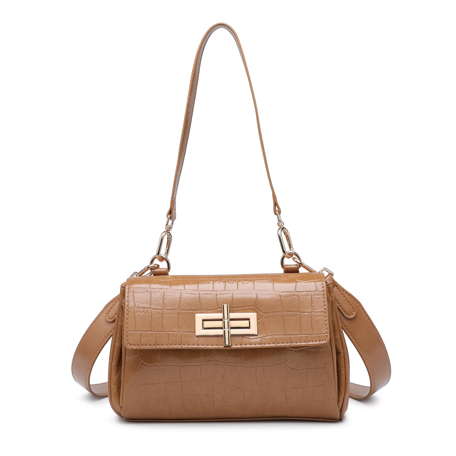 Borsa a Spalla in Pelle Vegana Marrone