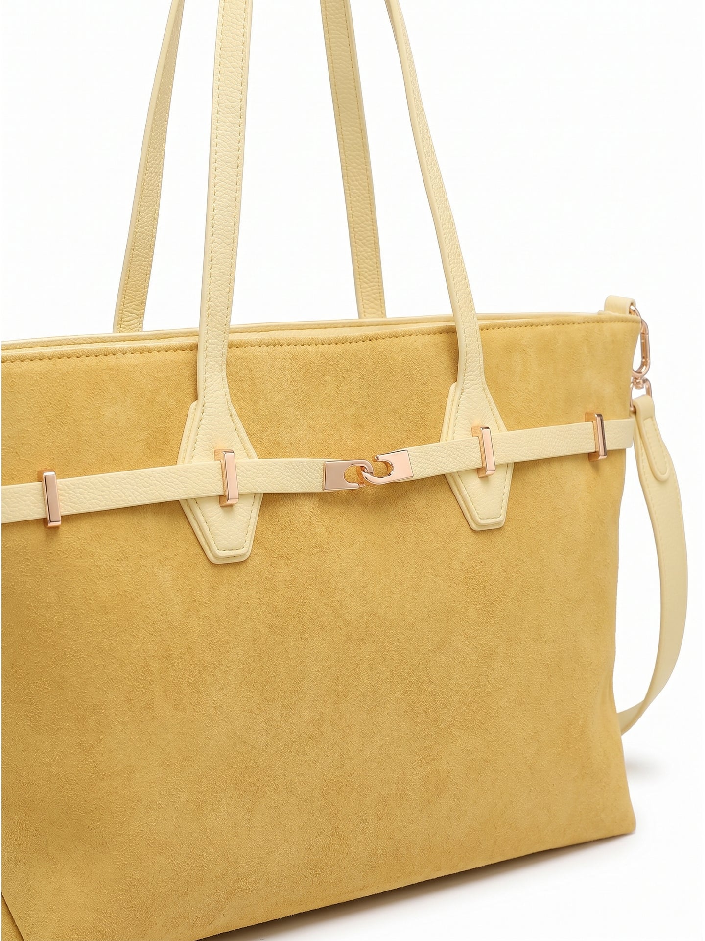Borsa a Mano in Pelle Vegana Giallo