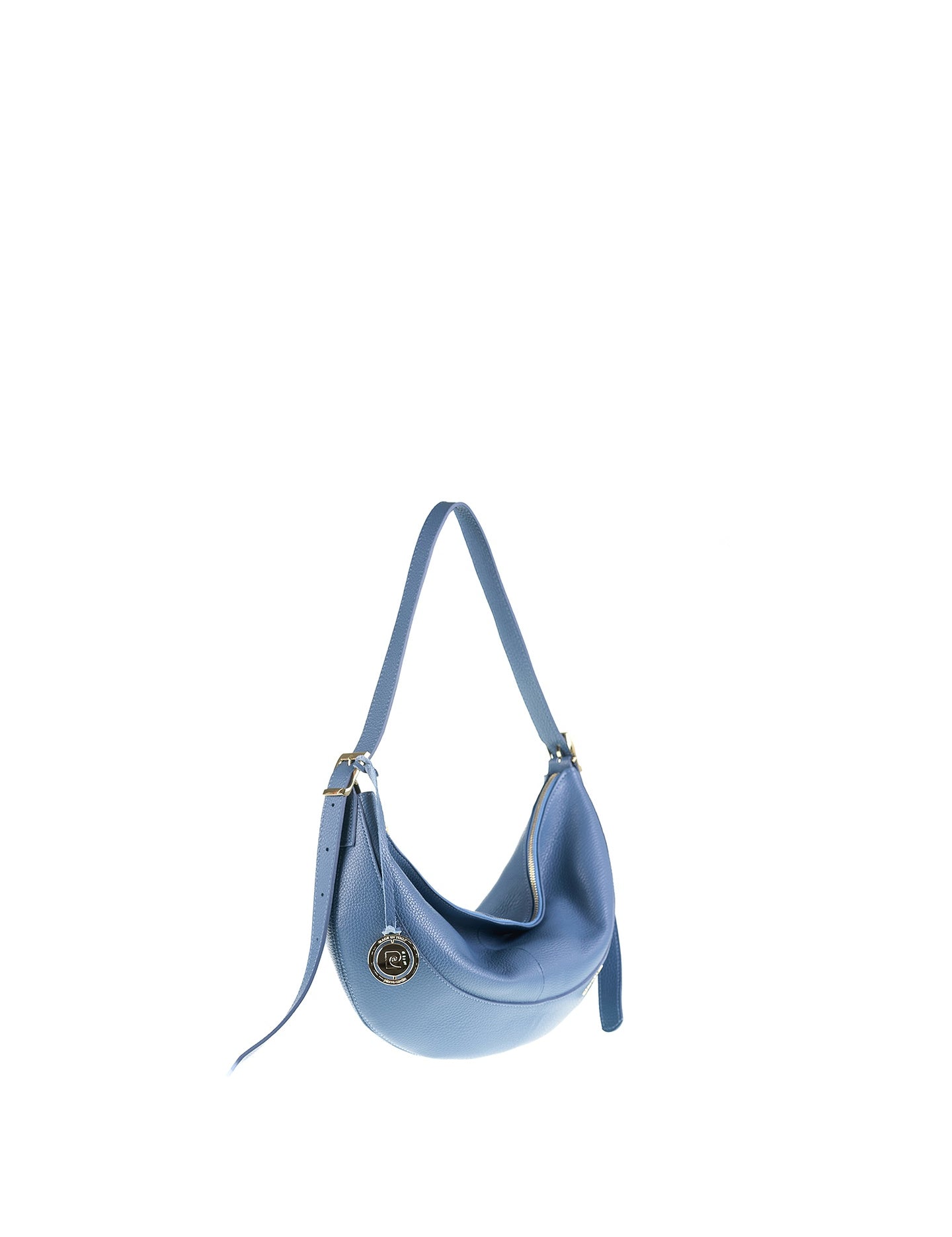 Borsa a Spalla in Vera Pelle Blu Jeans