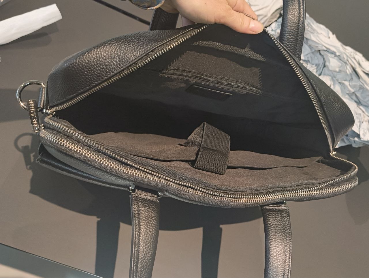Borsa a Mano in Vera Pelle Nero