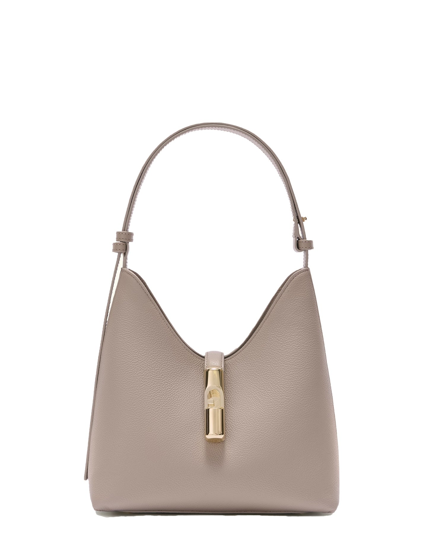 Borsa a Spalla in Vera Pelle Taupe Furla