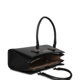 Schwarze Handtasche aus veganem Leder