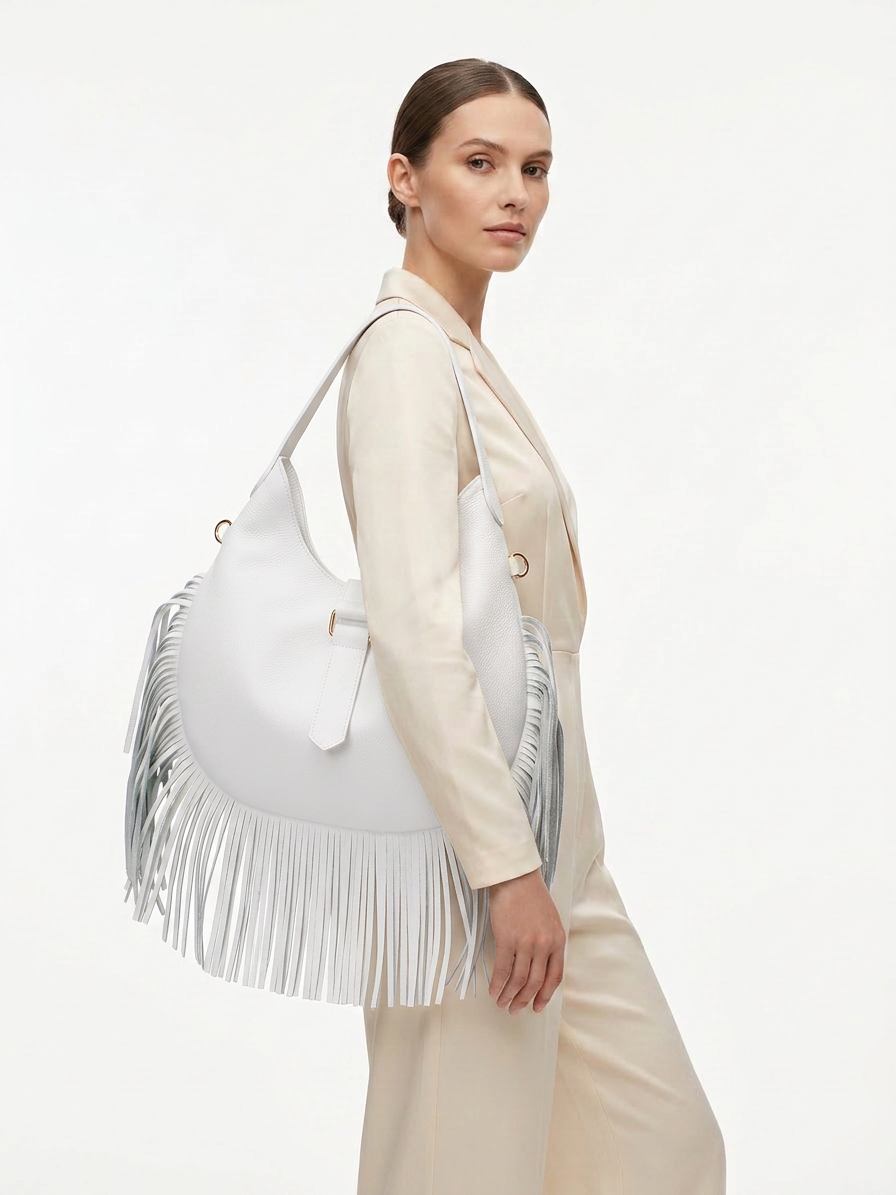 Borsa a Mano in Dollaro Leather Bianco