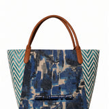 Borsa a Mano in Pelle Vegana Blu