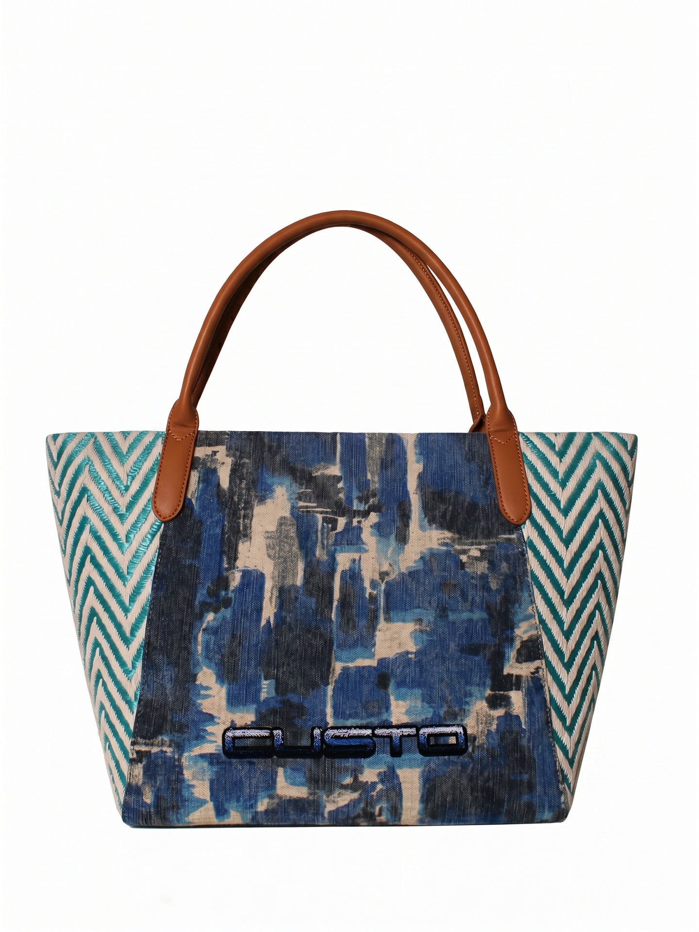 Borsa a Mano in Pelle Vegana Blu