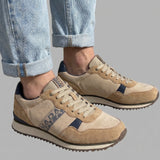 Sneakers platform in Pelle Vegana Taupe Scuro