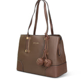 Bolso de hombro de piel vegana color topo