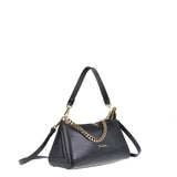Bolso de hombro de piel auténtica negra