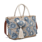 Borsa Shopper in Rattan Blu