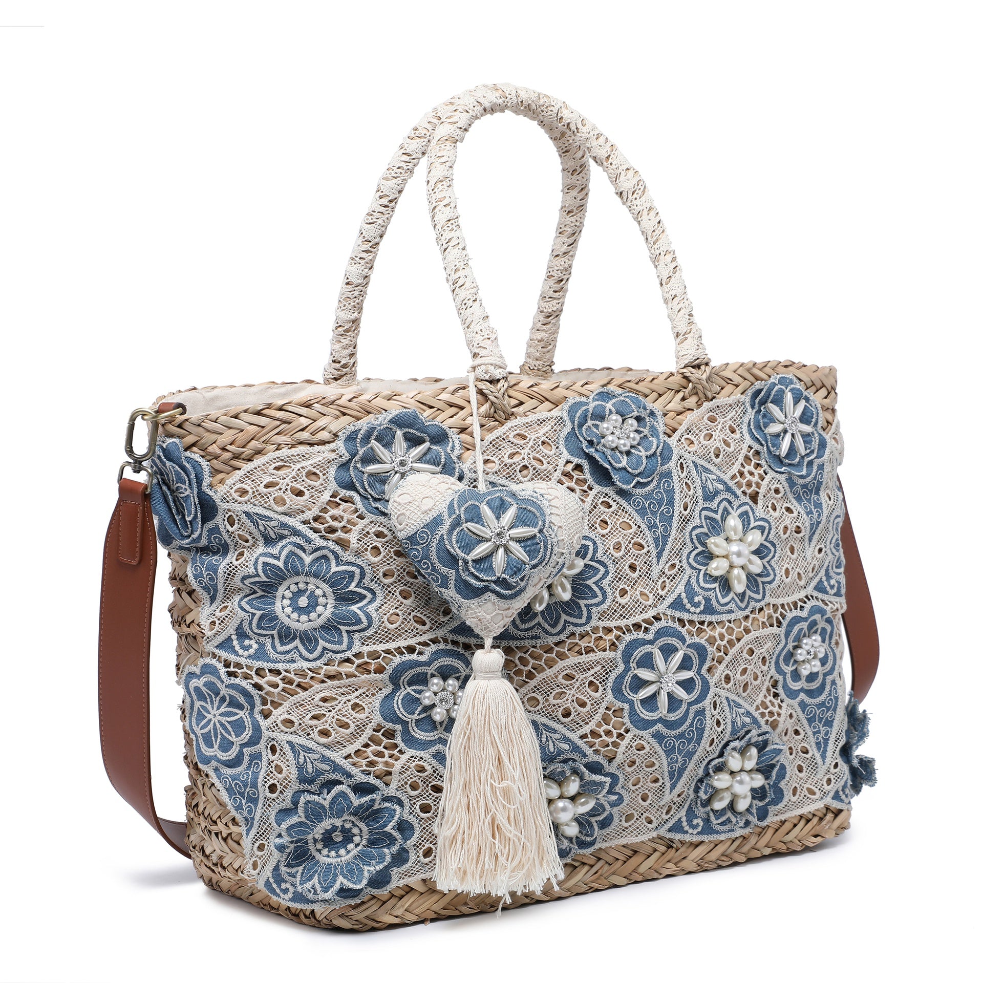 Borsa Shopper in Rattan Blu