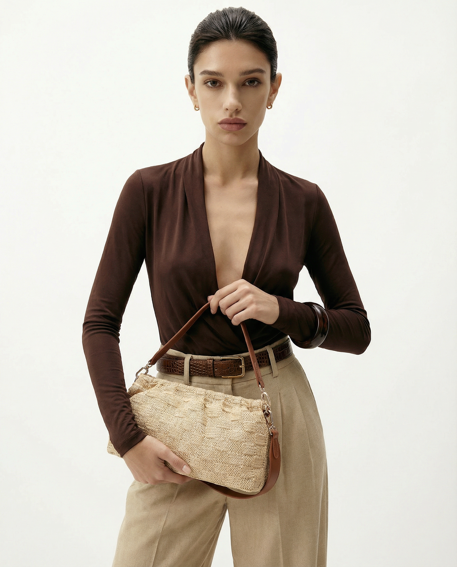 Borsa a Tracolla in Poliestere Beige Kassandra