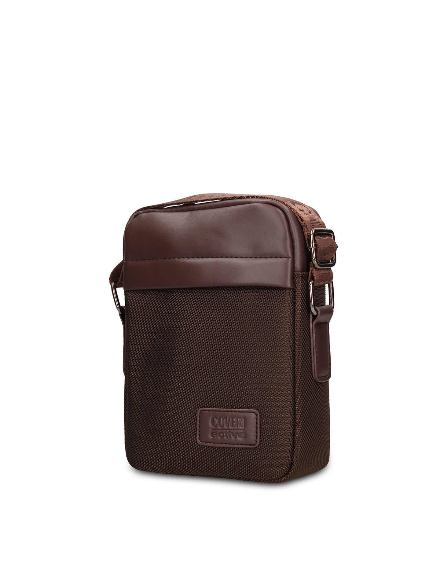Borsa a Tracolla in 100% Pu Vegan Leather Marrone Scuro