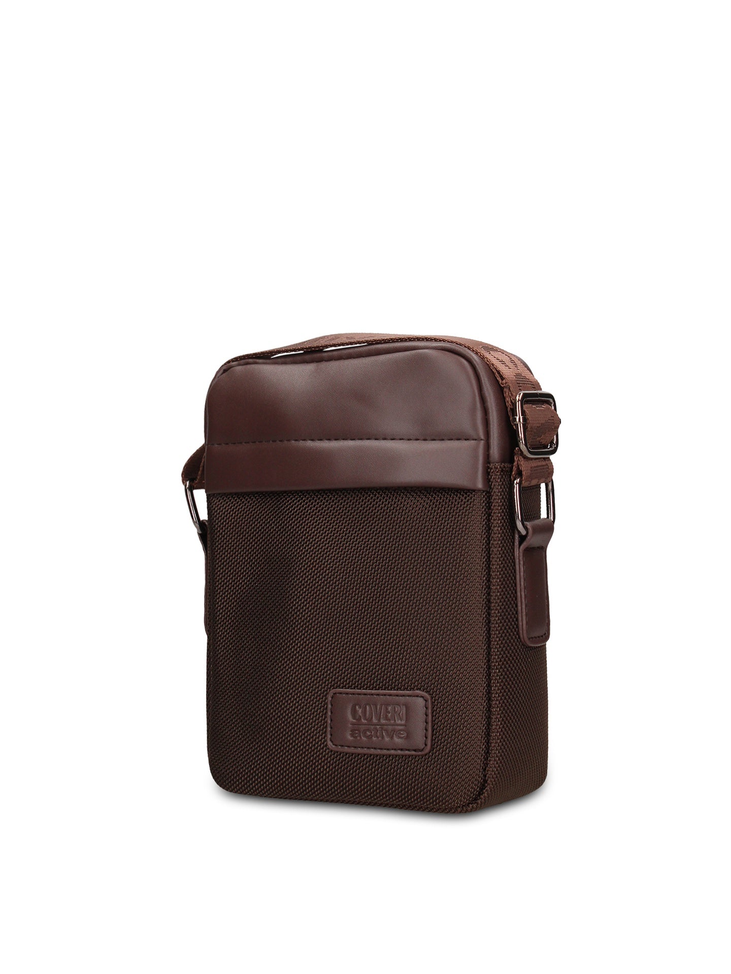 Borsa a Tracolla in 100% Pu Vegan Leather Marrone Scuro