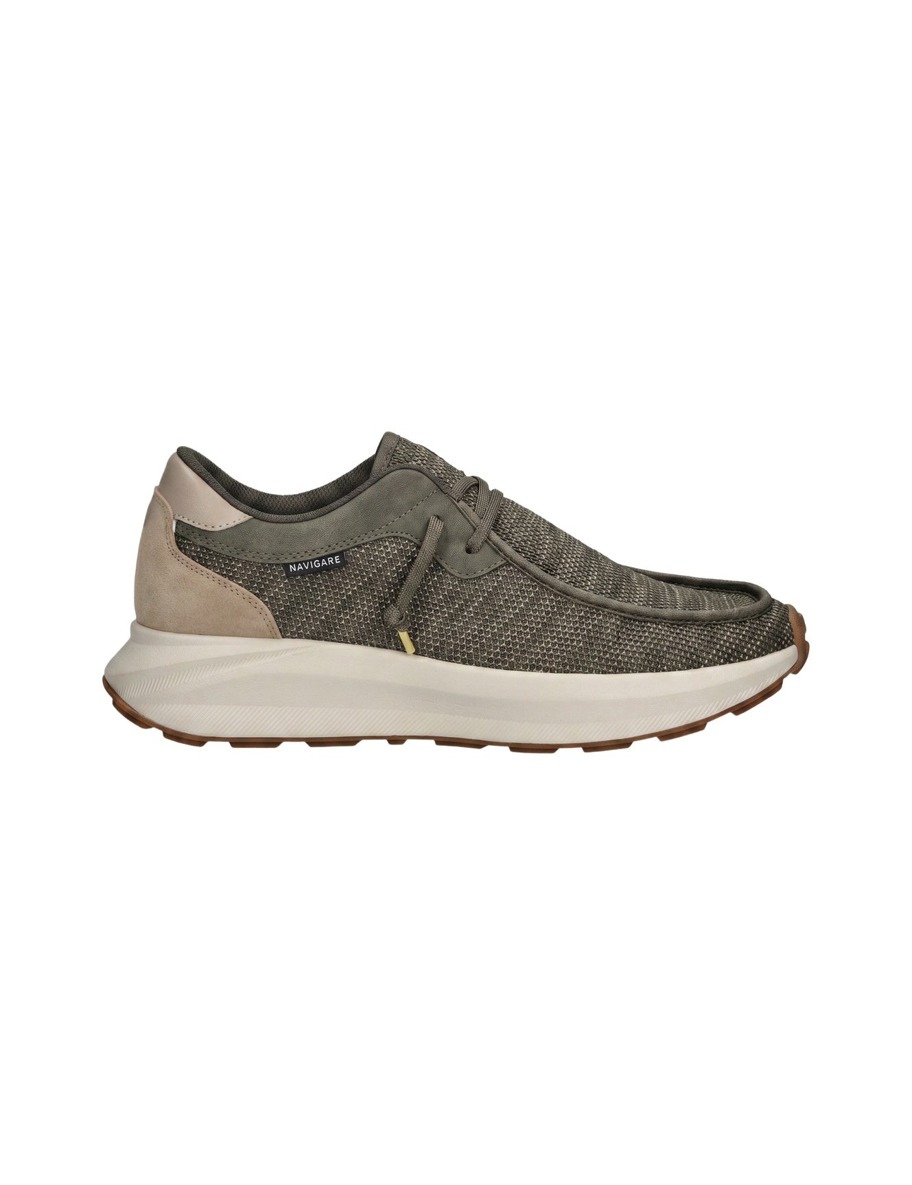 Scarpa stringata in Tessuto Verde Militare Navigare