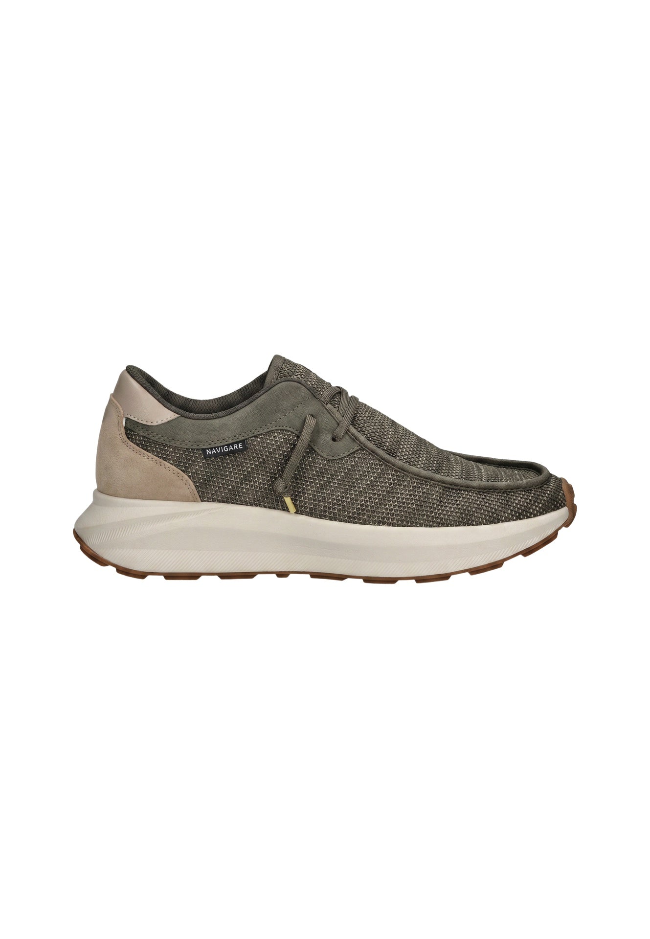 Scarpa stringata in Tessuto Verde Militare Navigare