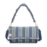 Borsa a Tracolla in Poliestere Blu e Taupe Kassandra