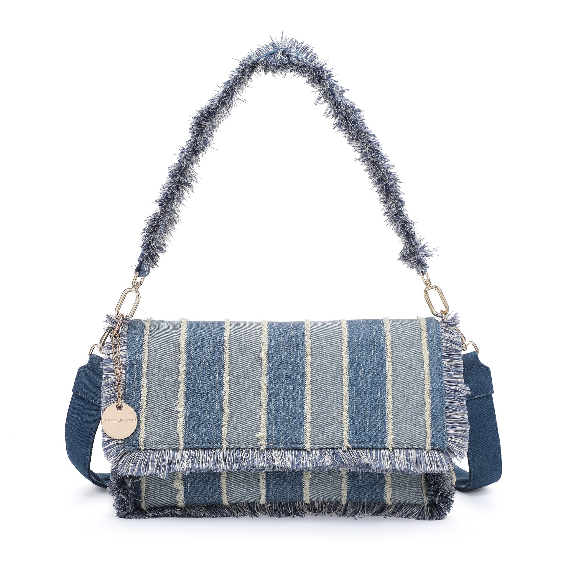 Borsa a Tracolla in Poliestere Blu e Taupe Kassandra