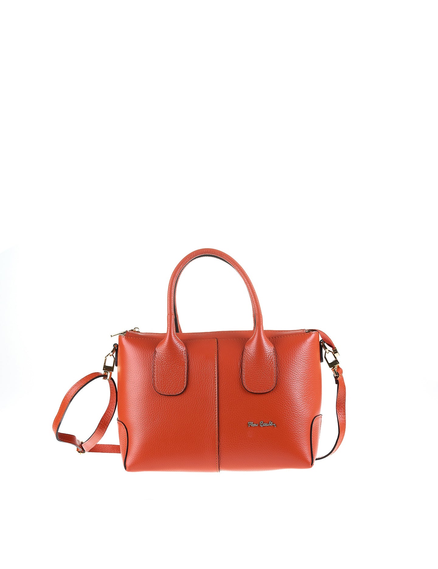 Borsa a Mano in Vera Pelle Arancione Pierre Cardin