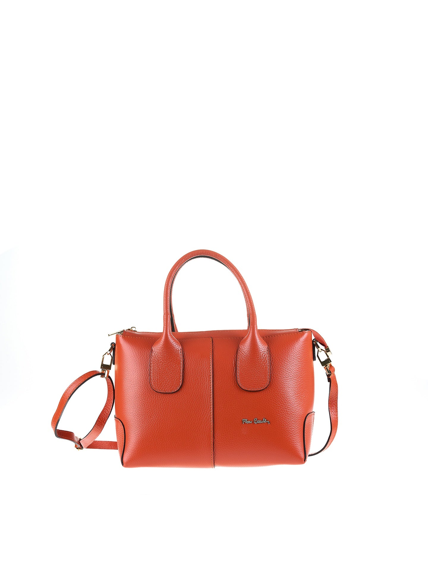 Borsa a Mano in Vera Pelle Arancione Pierre Cardin