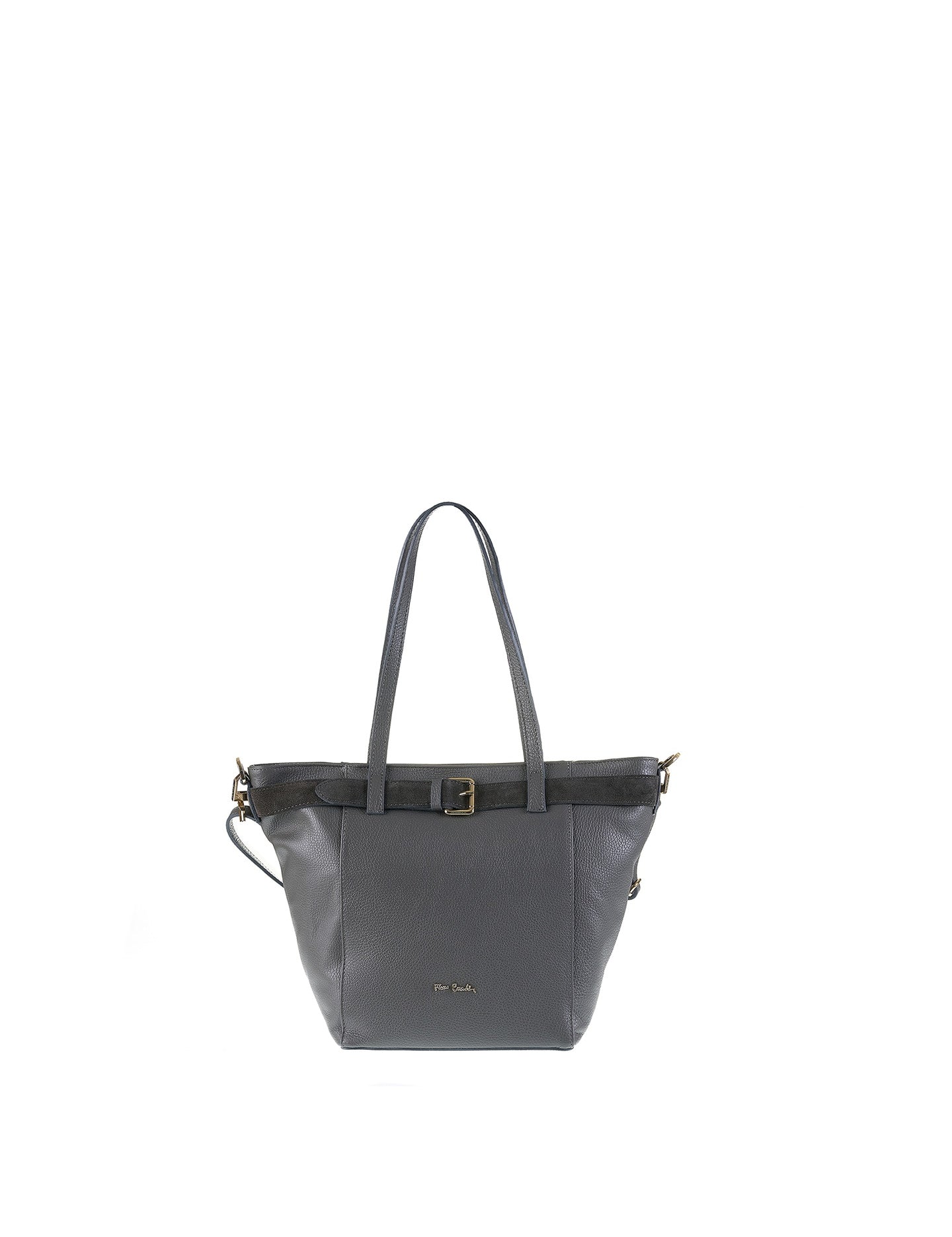 Borsa a Spalla in Vera Pelle Grigio Pierre Cardin