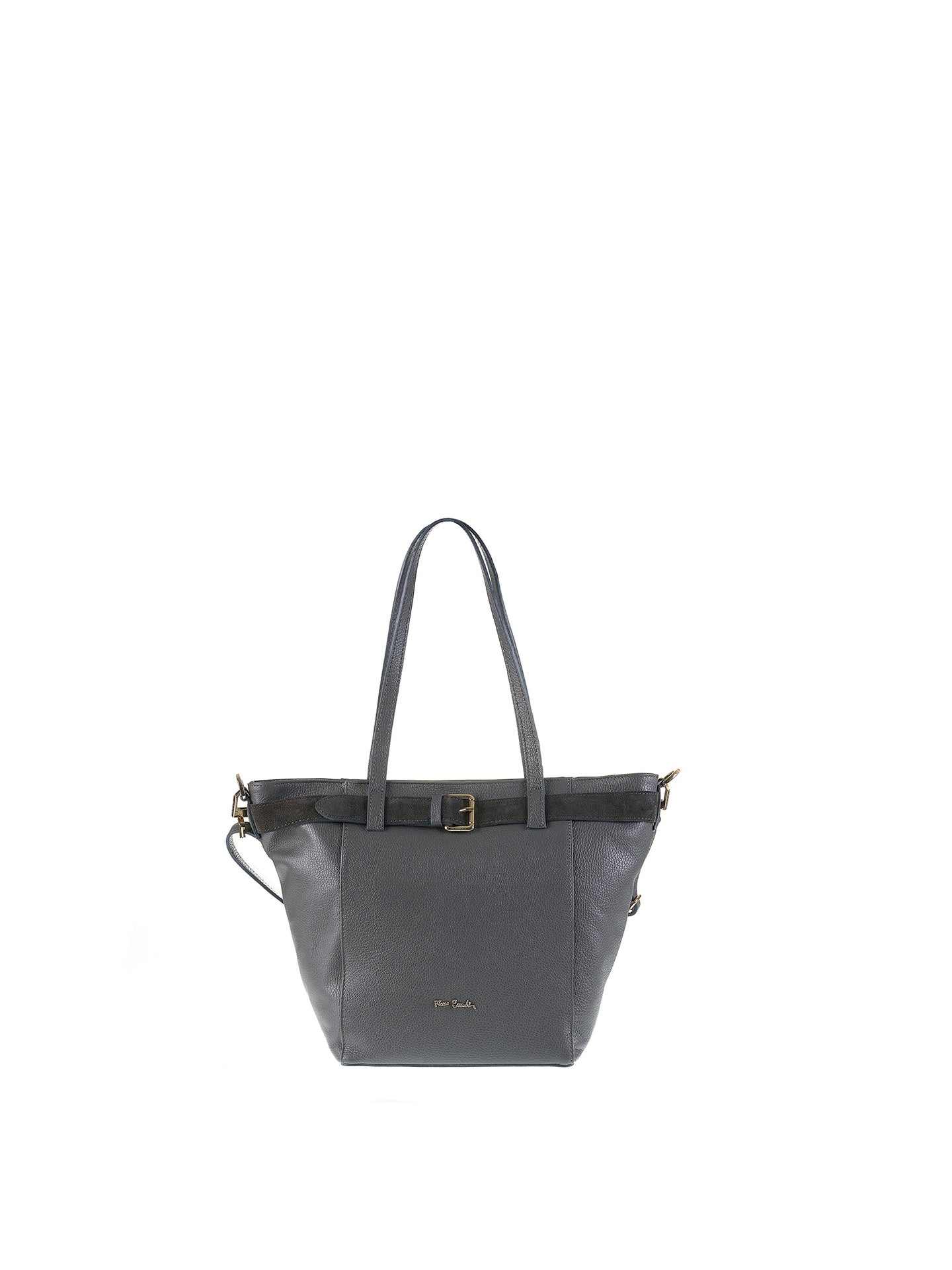 Borsa a Spalla in Vera Pelle Grigio Pierre Cardin