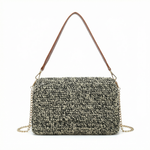Borsa a Tracolla in Woven Straw Nero