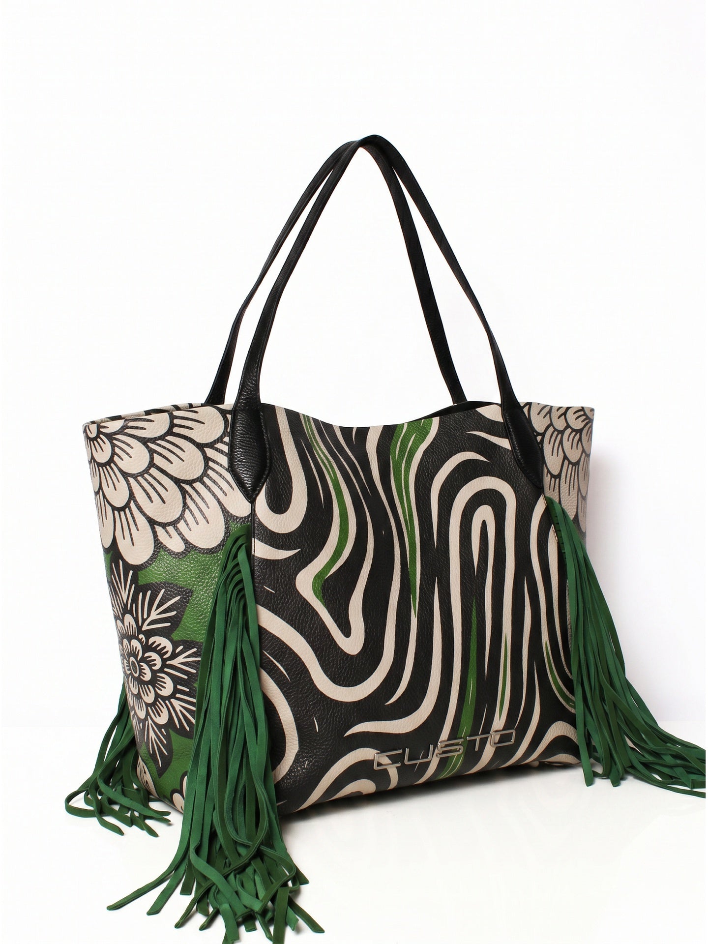 Borsa a Mano in Pelle Vegana Verde