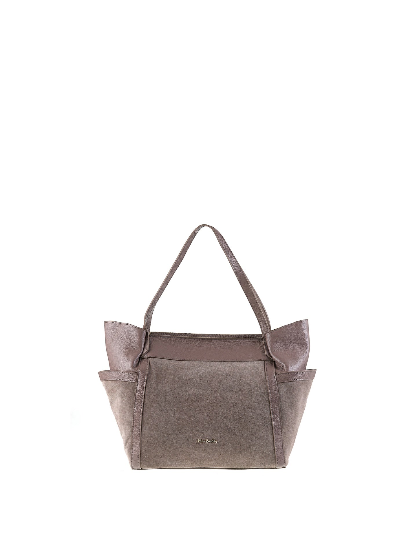 Borsa a Spalla in Vera Pelle Taupe Pierre Cardin